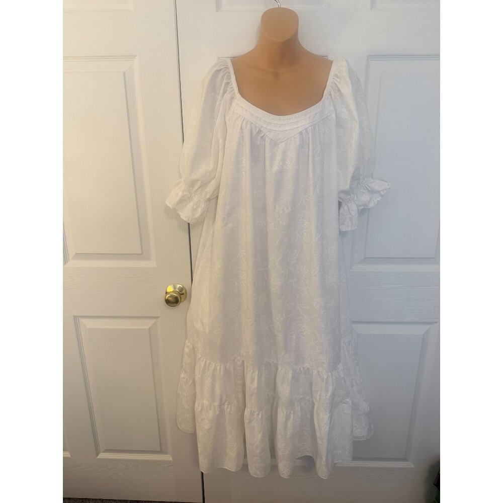 Vintage Karyl Kaye White Ruffled Maxi Dress Muu Muu Cottage Core-AS IS